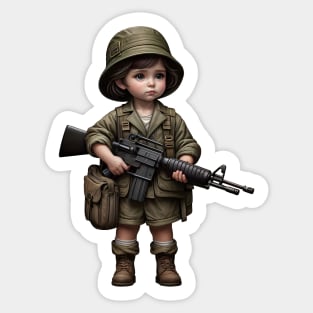 The Little Girl and a Toy Gun Sticker